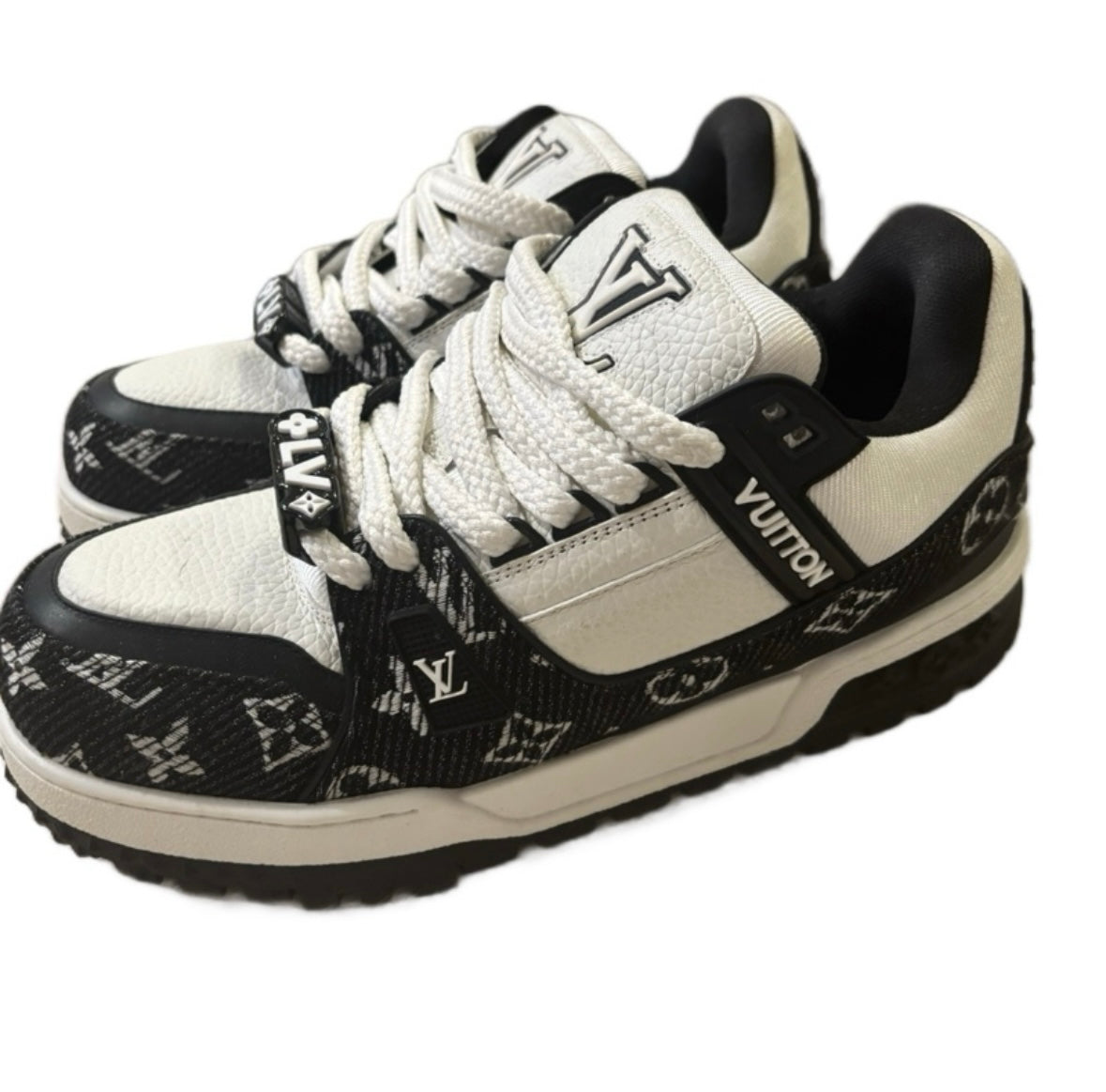 LV Custom LV Shoes Closed Sneaker with Unique Design and White Laces Size 11
