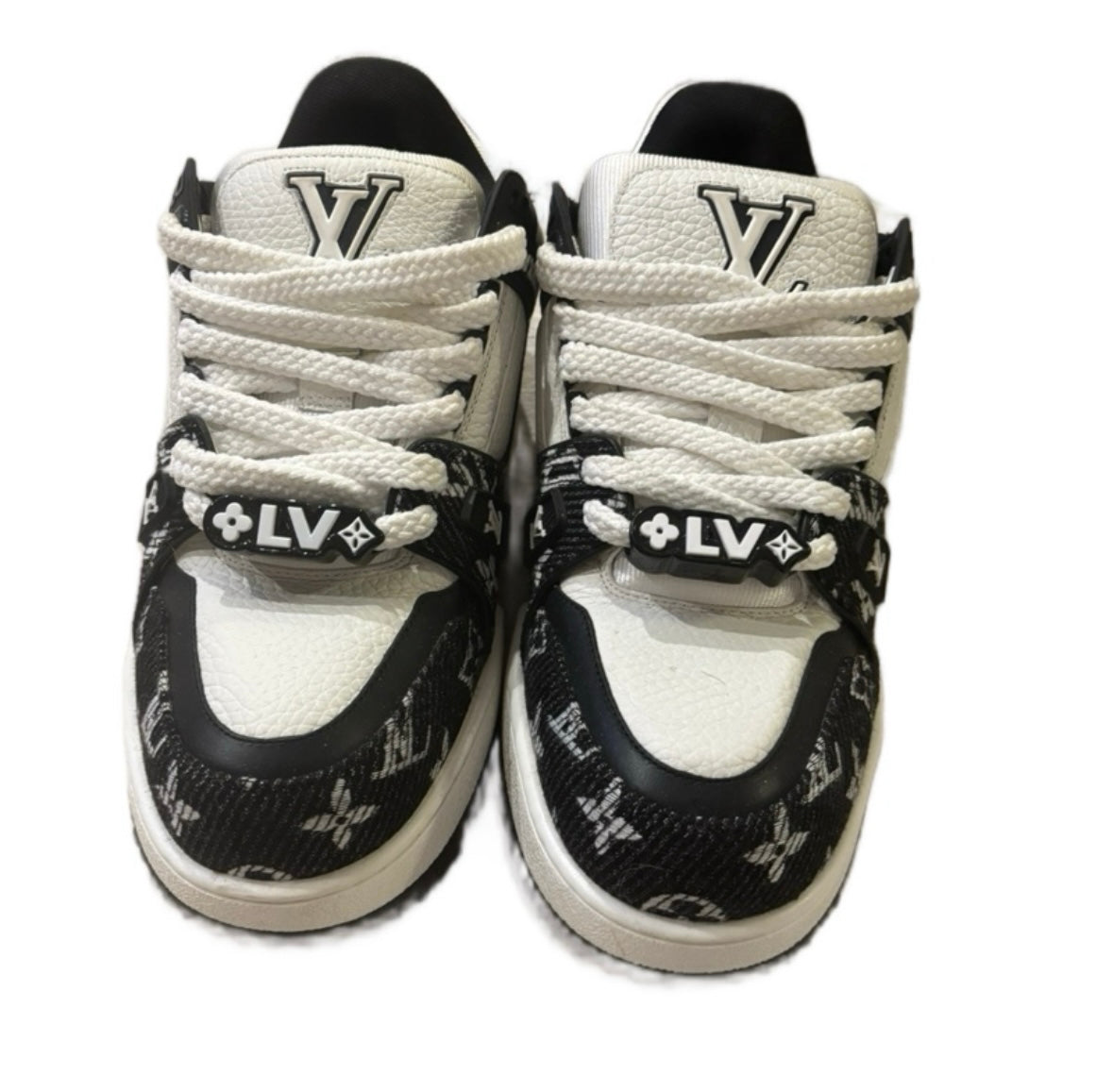 LV Custom LV Shoes Closed Sneaker with Unique Design and White Laces Size 11